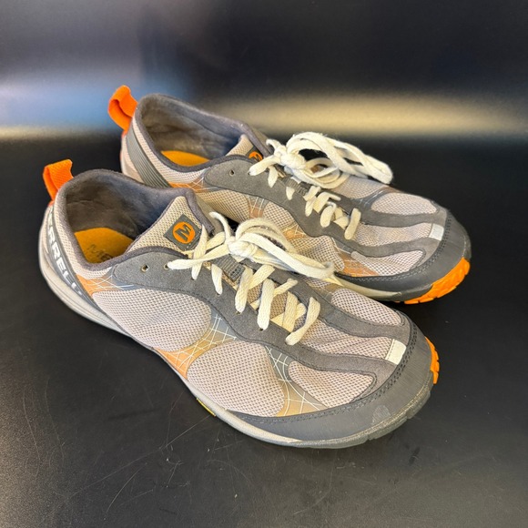 Merrell Road Glove Smoke‎ Barefoot Running Shoes Gray Orange Vibram Mens 9.5 - Picture 1 of 7
